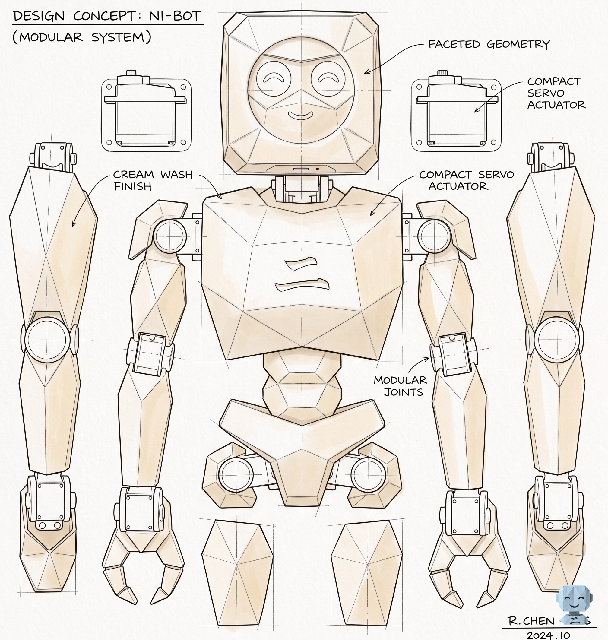 Origami v1.0 industrial engineering drawing showing structural design and dimensions